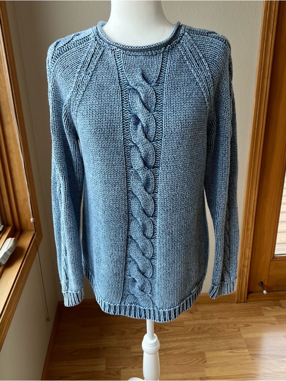 Blue Willi's Sweater Fisherman Cable Knit Women’s M 100% Cotton Dyed Denmark